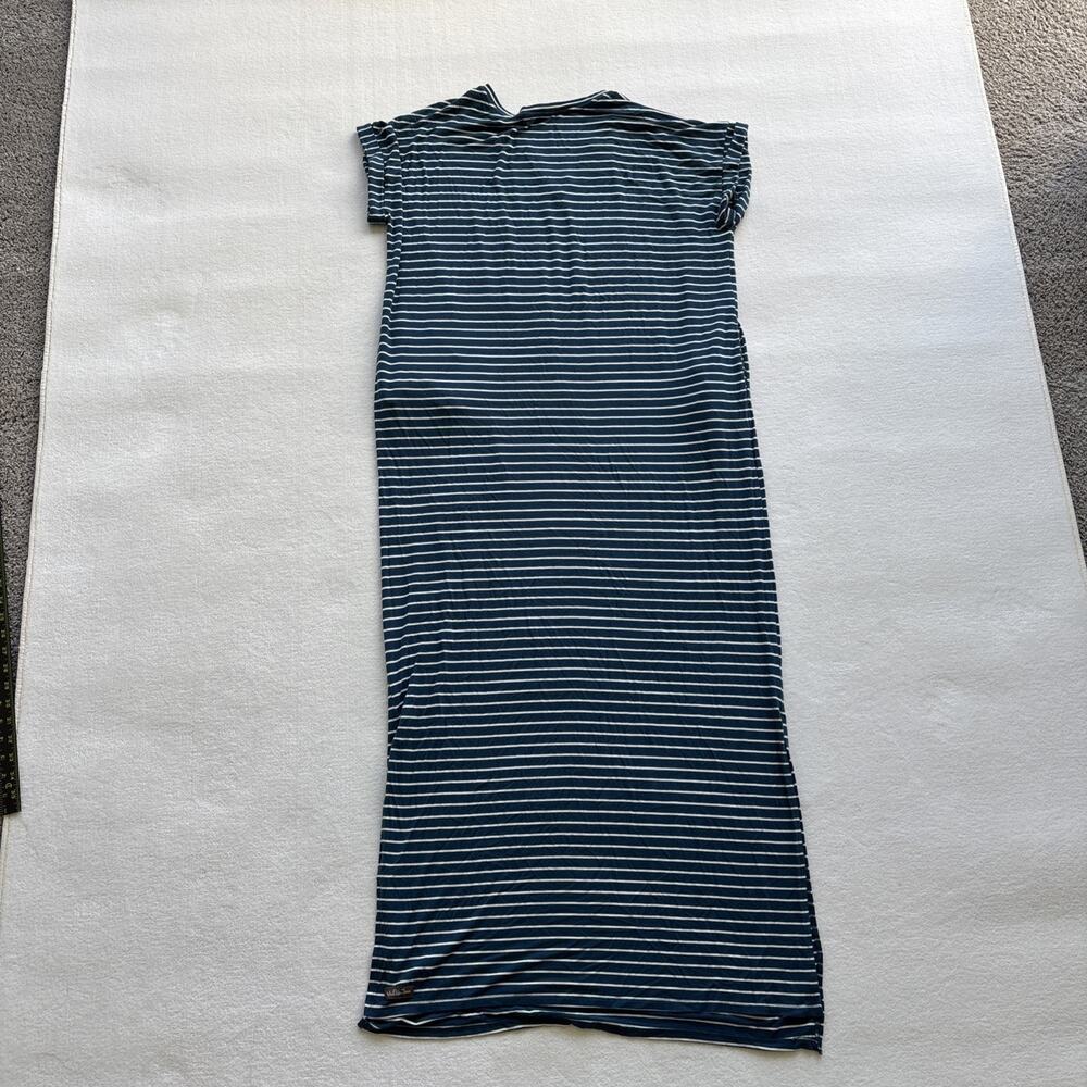Matilda Jane Women Set Sail Maxi Dress‎ Teal Blue White Stripe Pockets Sz Large - Picture 7 of 8